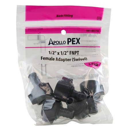 APOLLO PEX 1/2 in. Plastic PEX Barb x Female Swivel Adapter (5-Pack), 5PK PXPAF1212S5PK